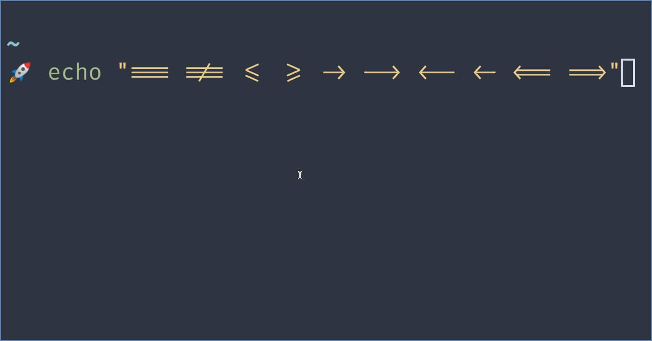 screenshot of the terminal showing alacritty ligatures